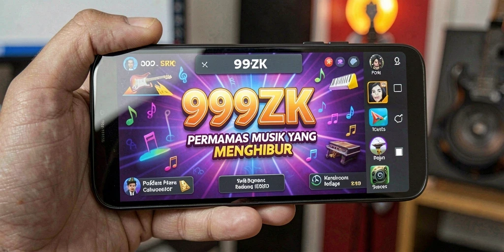 Tampilan gameplay seru dari aplikasi 999ZK dengan musik yang menggugah semangat.