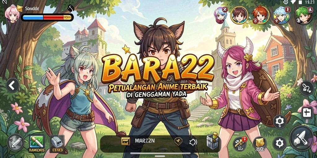 Tampak seru dari gameplay BARA22, penuh warna dan karakter menarik.