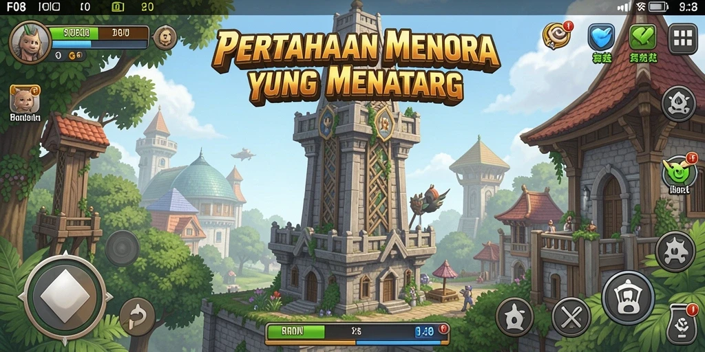 Tangkapan layar F08 menampilkan aksi menara yang mendebarkan dalam pertahanan melawan musuh.