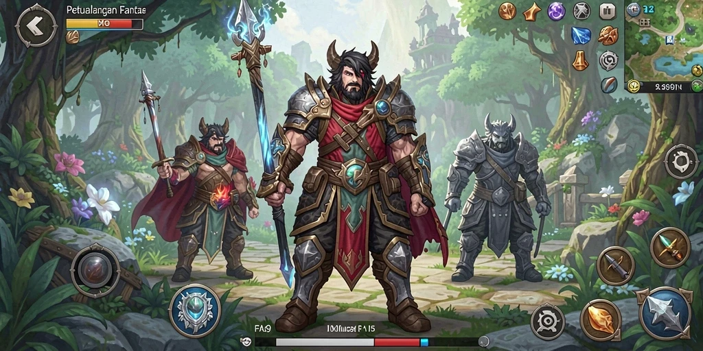 Tangkapan layar utama dari gameplay <strong>FA99</strong> menampilkan karakter dalam pertempuran epik.