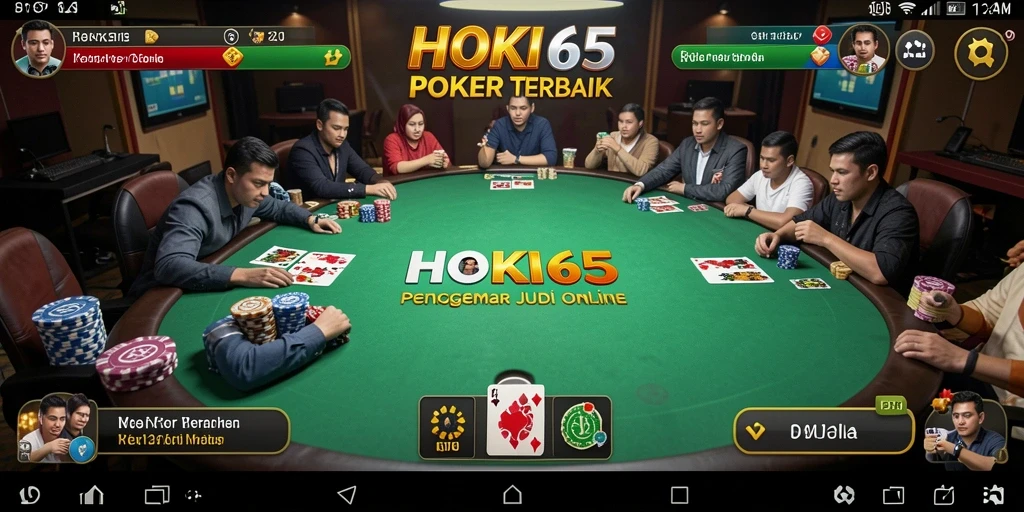 Tampilan menarik dari gameplay Poker di HOKI65 yang mendebarkan.