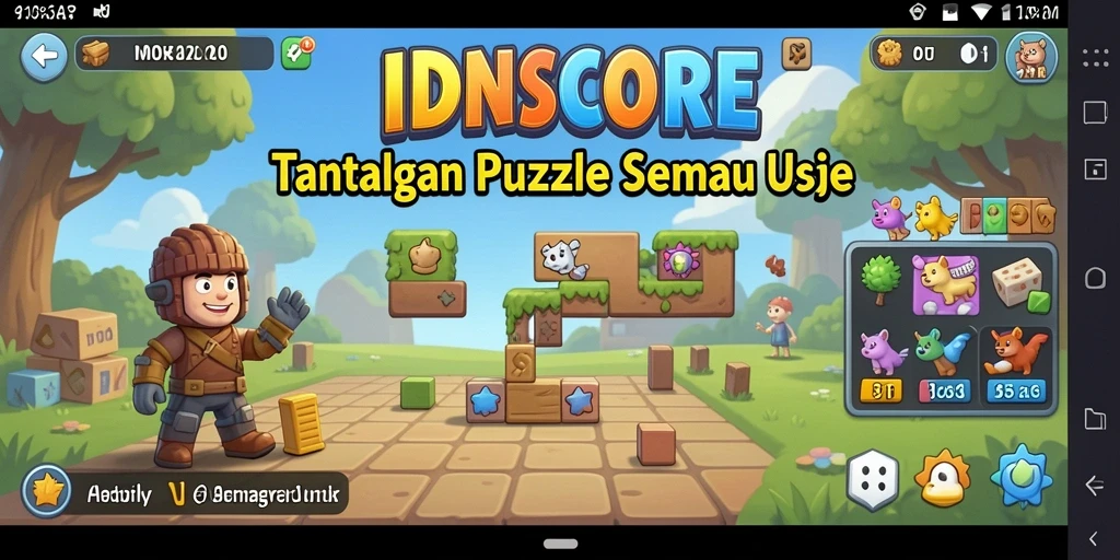 Tampilan gameplay puzzle IDNSCORE yang penuh warna dan menantang.