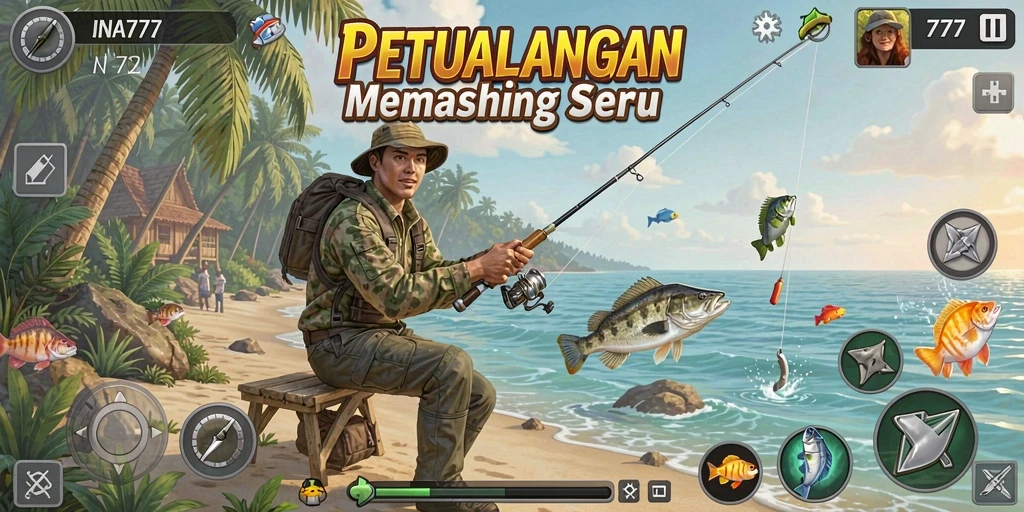 Tampilan gameplay INA777 dengan aksi memancing yang seru.