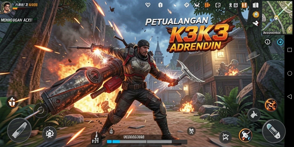 Tampilan menegangkan saat karakter bertarung dalam gameplay aksi K3K3.
