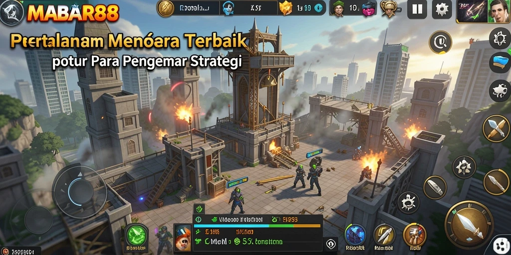 Screenshot MABAR88: Menara bertahan dari gelombang musuh.