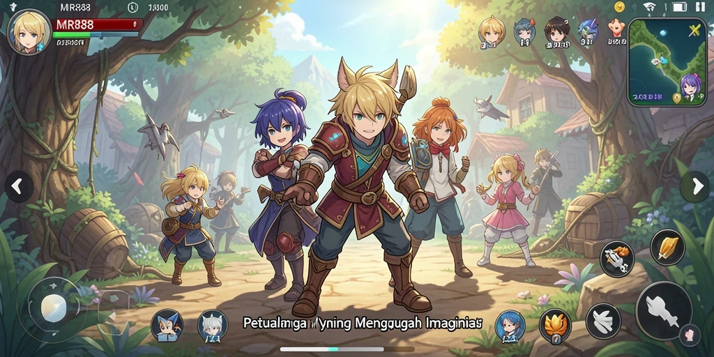 Screenshot utama MR888 menampilkan aksi seru dalam dunia anime.