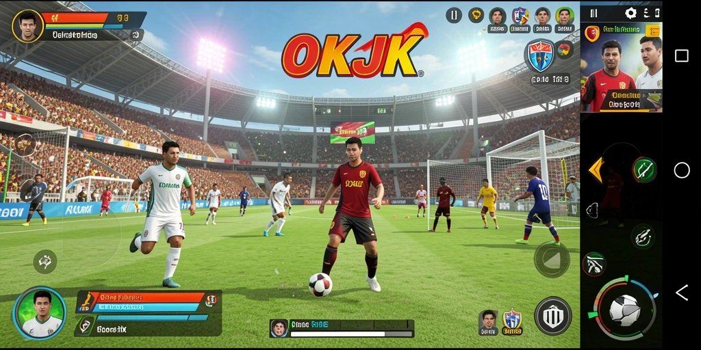 Tangkapan layar gameplay OKJK yang menampilkan aksi olahraga yang mendebarkan.