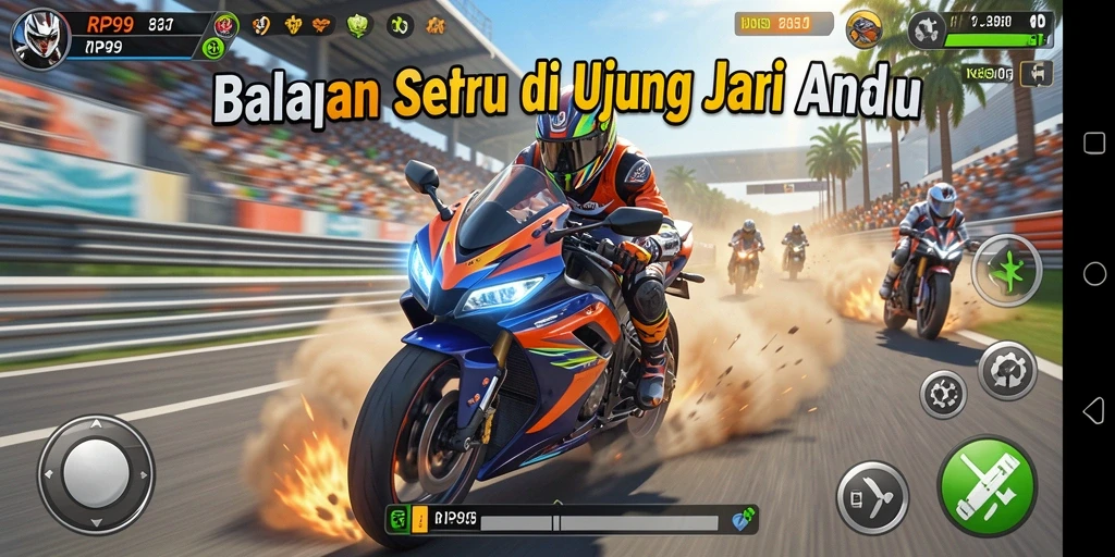 Tampilan menegangkan saat balapan dalam game RP99.