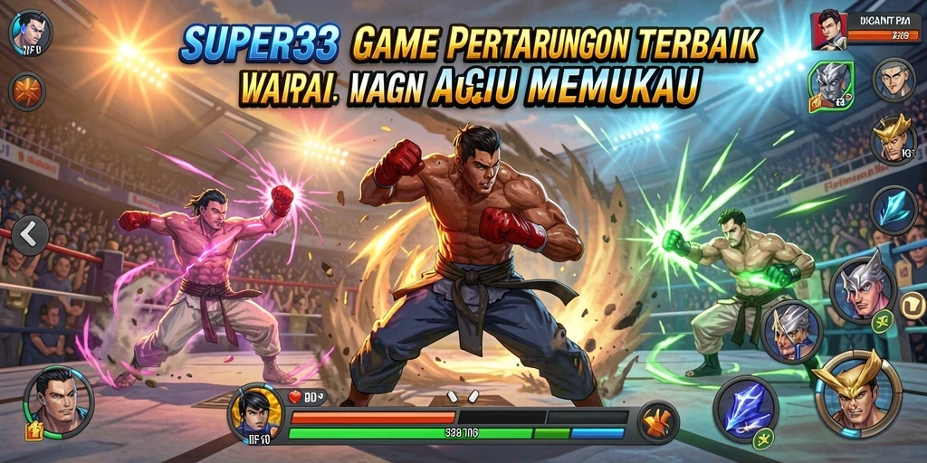 Tangkapan layar SUPER33 menampilkan aksi pertarungan yang dinamis dan intens.
