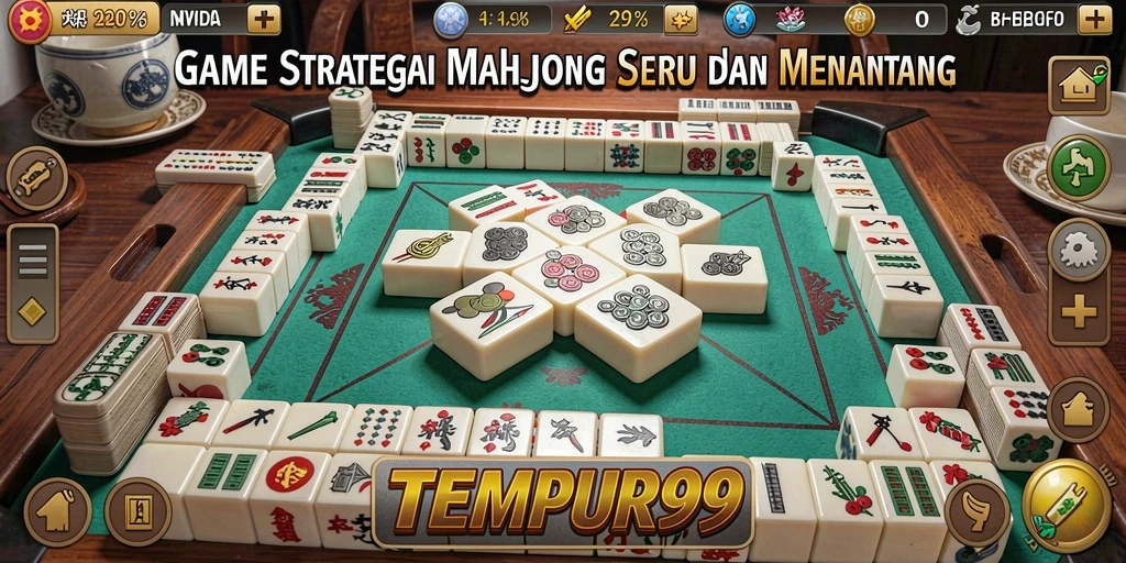Tampilan screenshot utama TEMPUR99 dengan gameplay Mahjong yang menarik.
